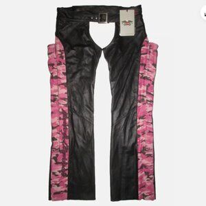 Harley Davidson Pink Camo Leather Chaps Women's L NWT